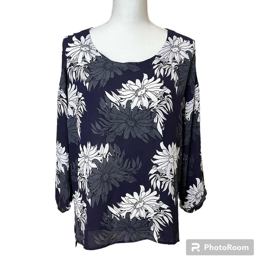 Ann Taylor Loft Purple Floral Print Blouse